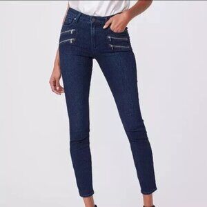 Womens Paige Denim Jeans Edgemont Twilight Zipper Skinny Jeans Size 29 Raw Hem